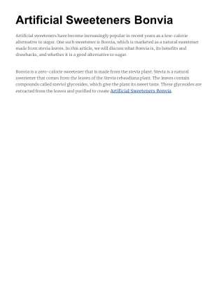 Artificial Sweeteners Bonvia