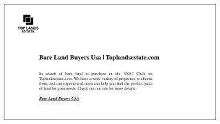 Bare Land Buyers Usa | Toplandsestate.com