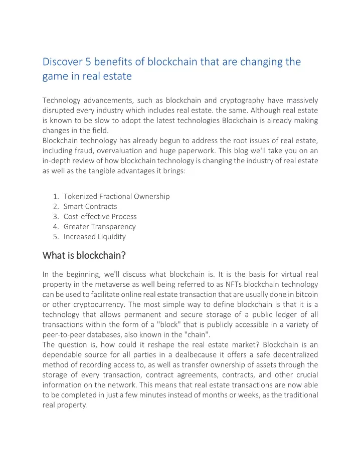discover 5 benefits of blockchain that
