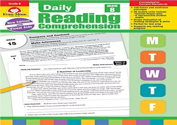 PPT - [READ PDF] Evan-Moor Daily Reading Comprehension, Grade 8 ...