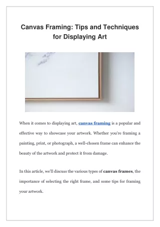 canvas framing tips and techniques for displaying