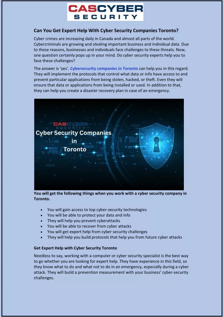 can you get expert help with cyber security