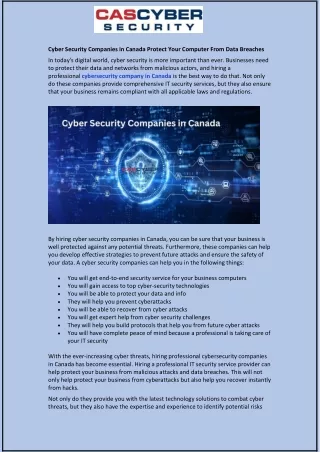 cyber security companies in canada protect your