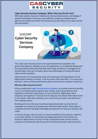cyber security services company what they