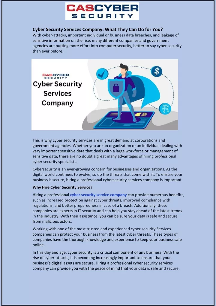 cyber security services company what they