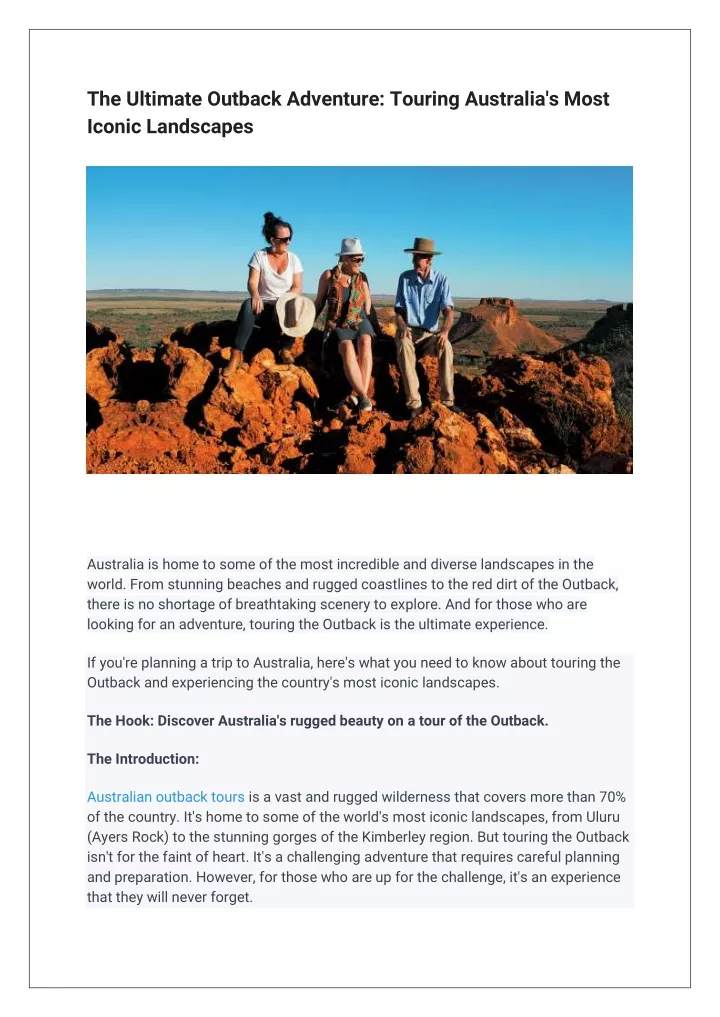 the ultimate outback adventure touring australia