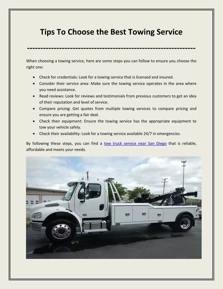 tips to choose the best towing service