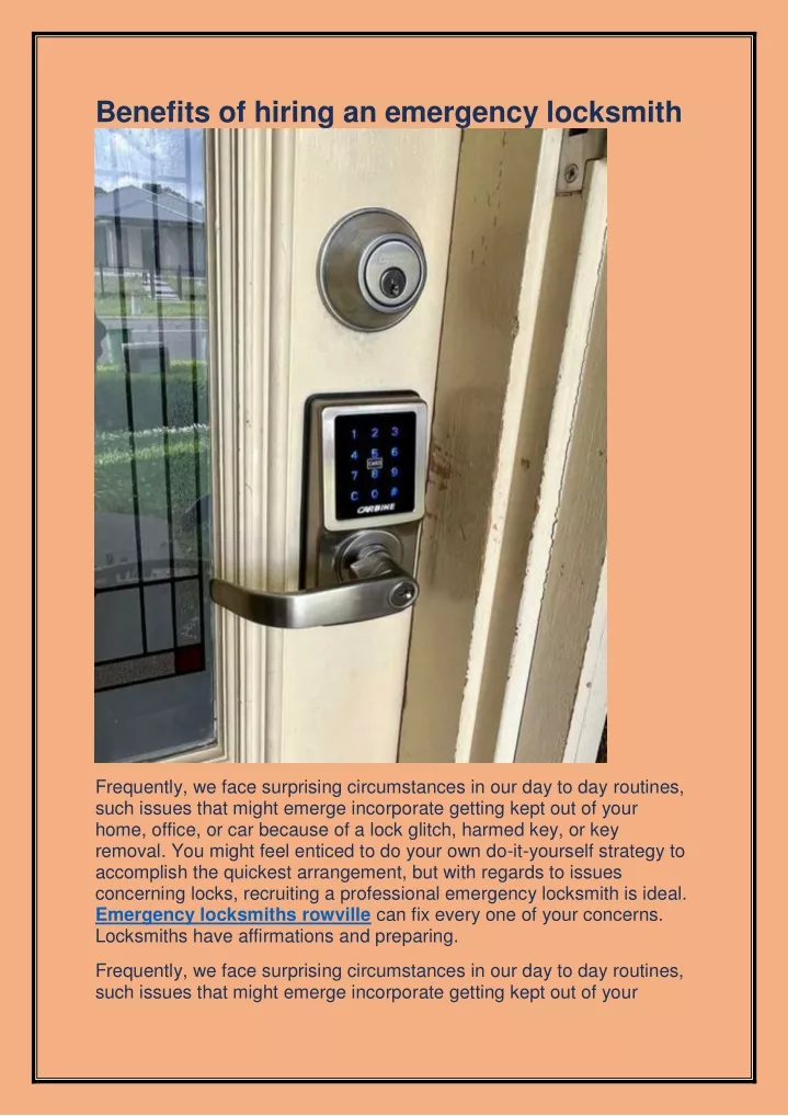 benefits of hiring an emergency locksmith