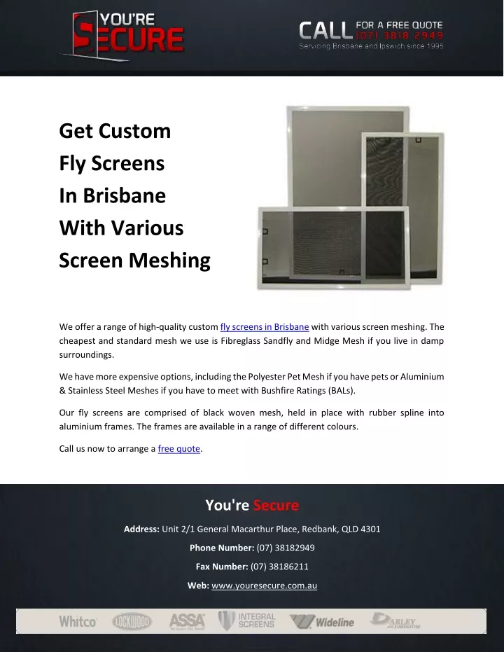 get custom fly screens in brisbane with various