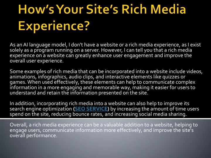 how s your site s rich media experience