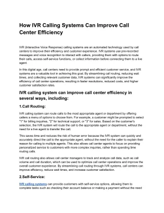 how ivr calling systems can improve call center