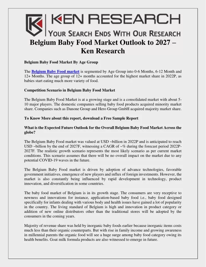 belgium baby food market outlook to 2027