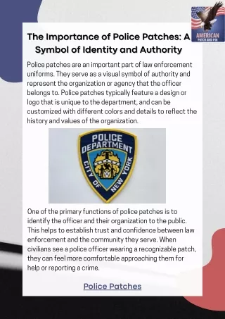 The Importance of Police Patches A Symbol of Identity and Authority