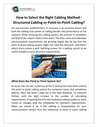 how to select the right cabling method structured