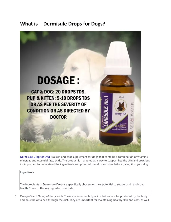 what is dermisule drops for dogs