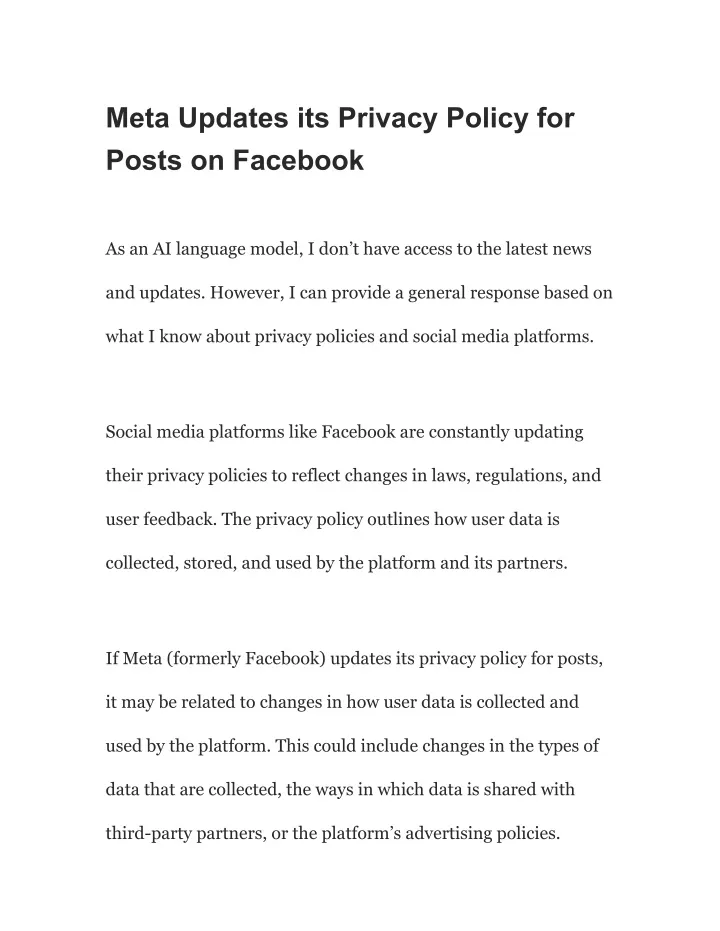 meta updates its privacy policy for posts
