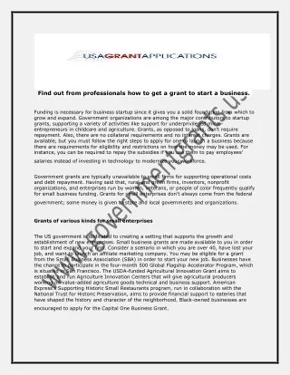 find out from professionals how to get a grant