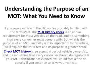 understanding the purpose of an mot what you need to know