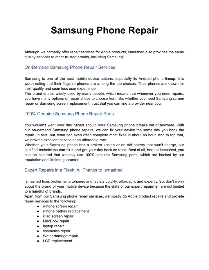 samsung phone repair