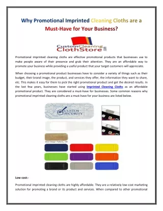 Why Promotional Imprinted Cleaning Cloths are a Must-Have for Your Business