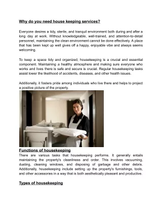 why do you need house keeping services