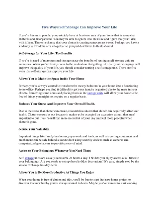 five ways self storage can improve your life