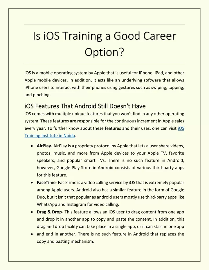 is ios training a good career option