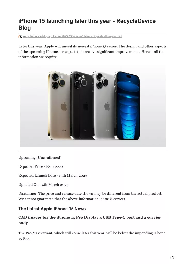iphone 15 launching later this year recycledevice