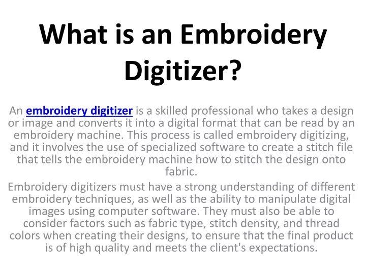 what is an embroidery digitizer