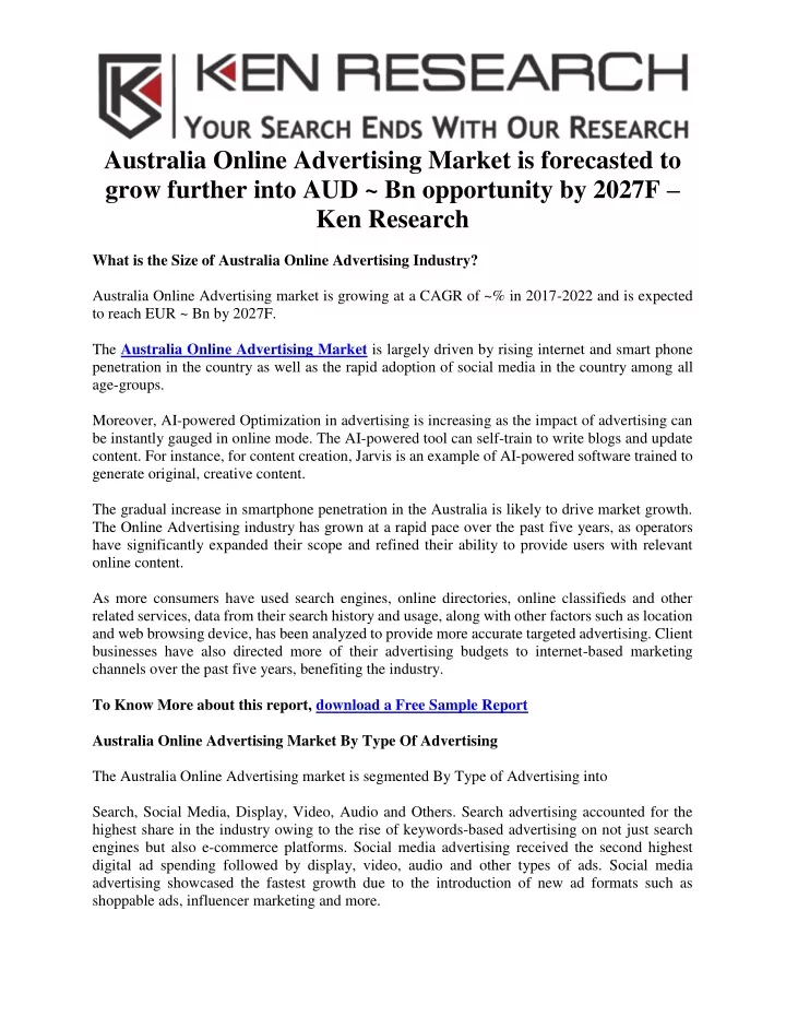 australia online advertising market is forecasted
