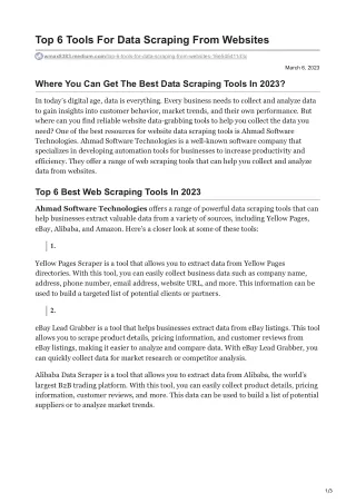 top 6 tools for data scraping from websites