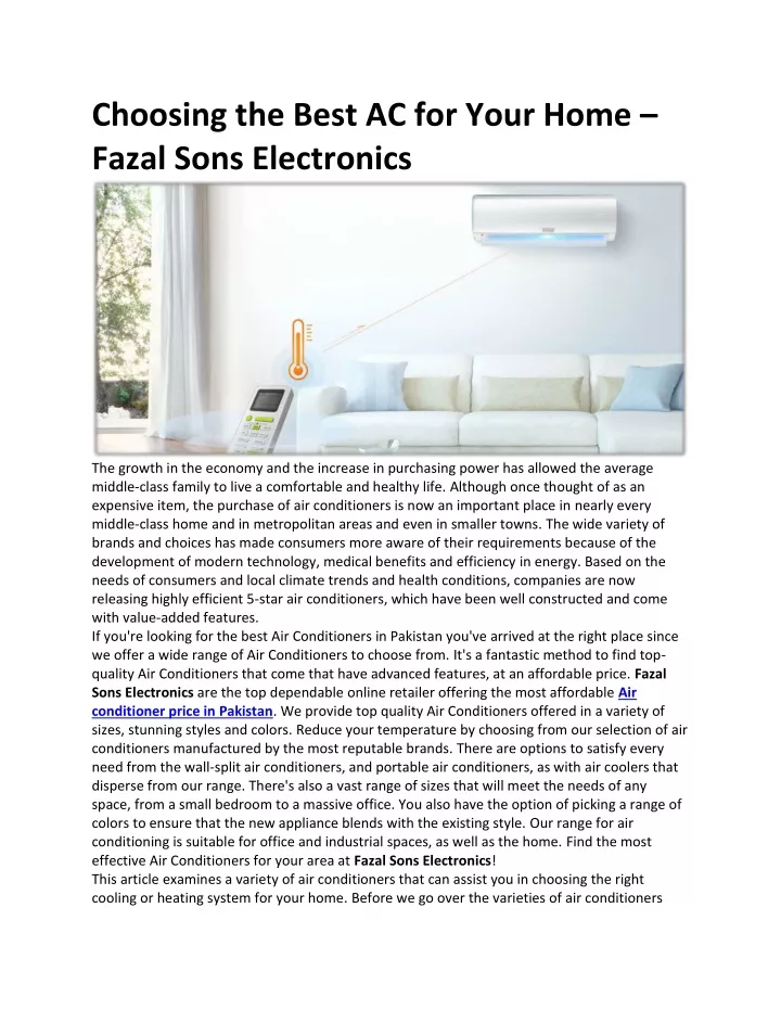 choosing the best ac for your home fazal sons