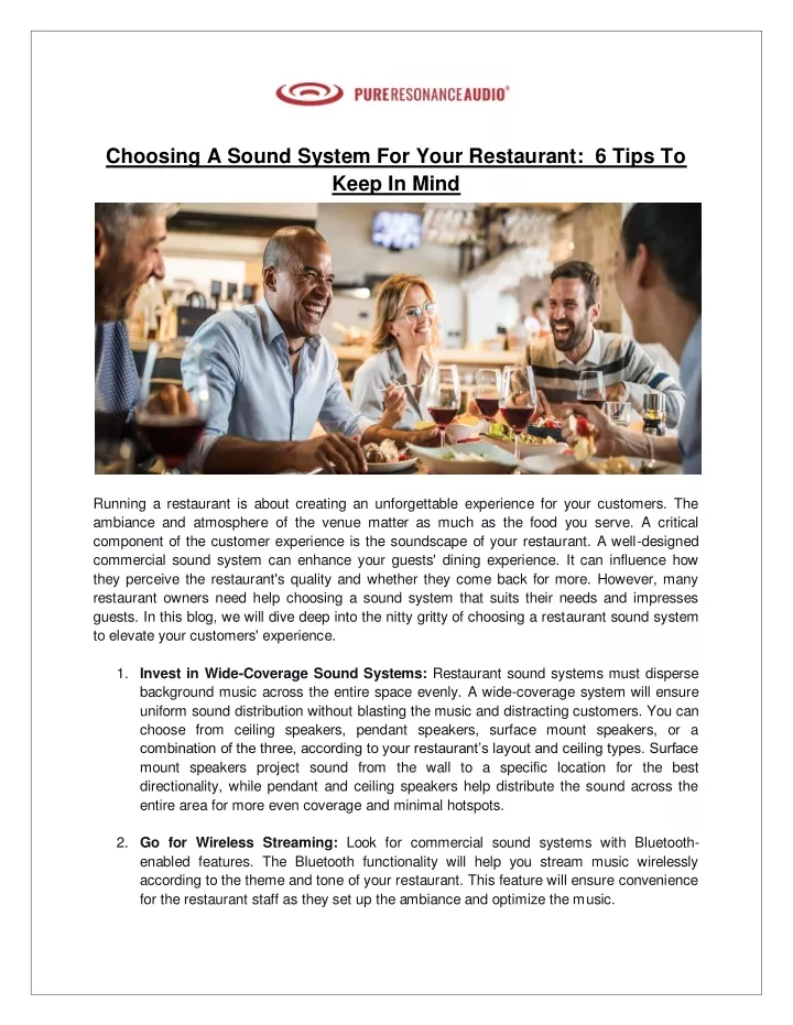 choosing a sound system for your restaurant
