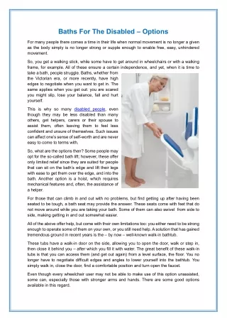 baths for the disabled options