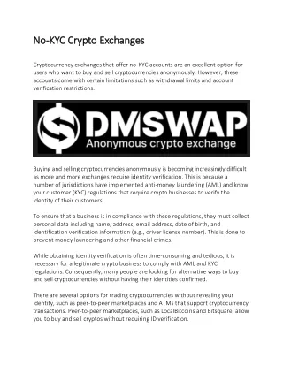 no no kyc crypto exchanges kyc crypto exchanges