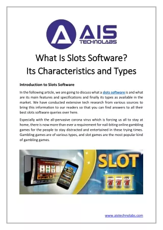 What Is Slots Software, Its Characteristics and Types