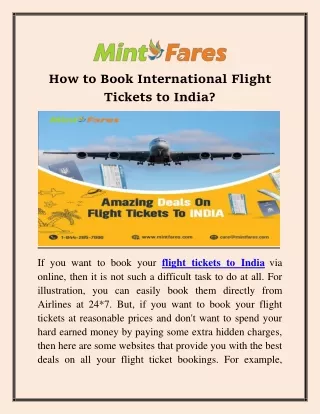 how to book international flight tickets to india