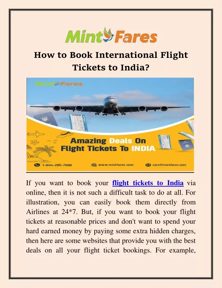 how to book international flight tickets to india