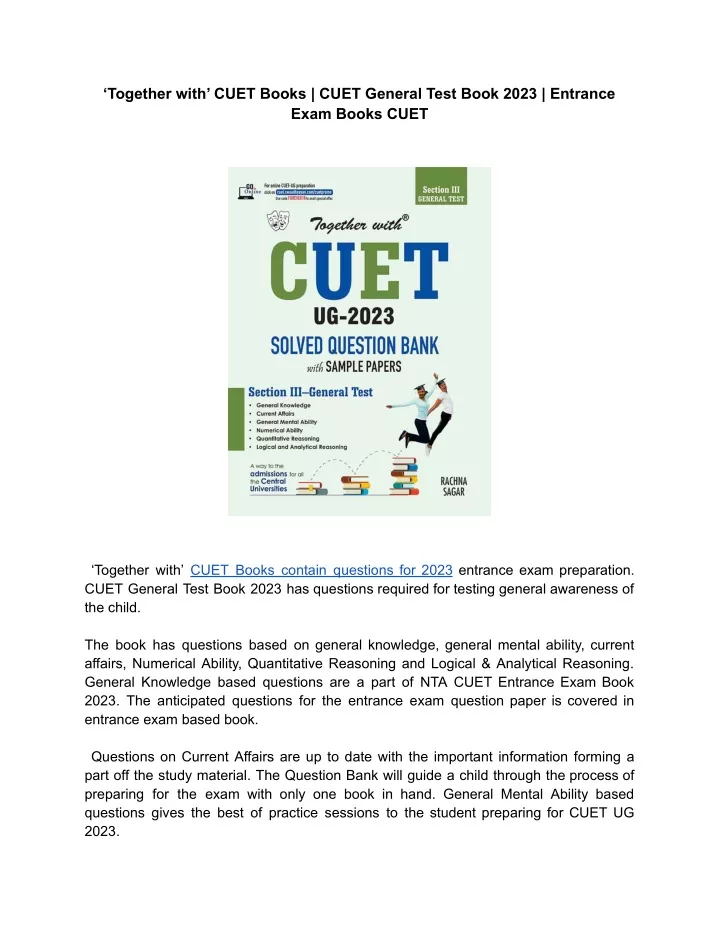 together with cuet books cuet general test book