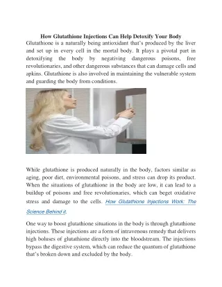 how glutathione injections can help detoxify your