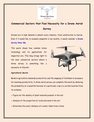 Commercial Sectors that Feel Necessity for a Drone Aerial Survey