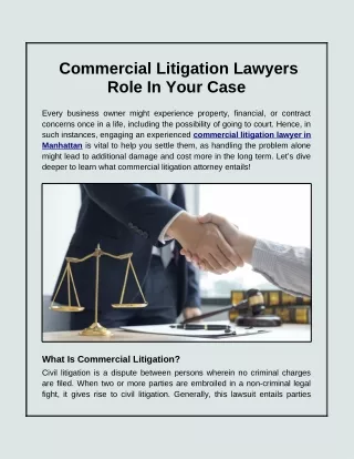 Commercial Litigation Lawyers Role In Your Case