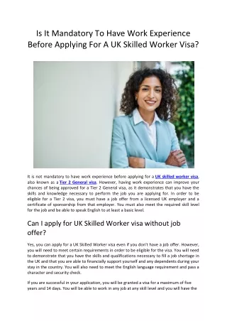 is it mandatory to have work experience before