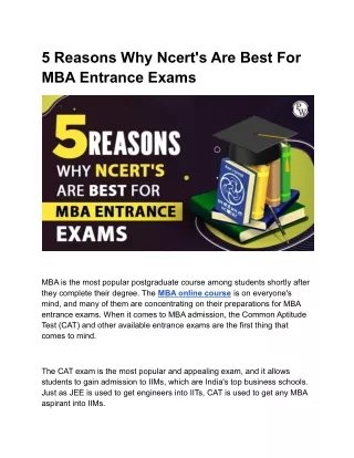 5 reasons why NCERT's are best for MBA entrance exams