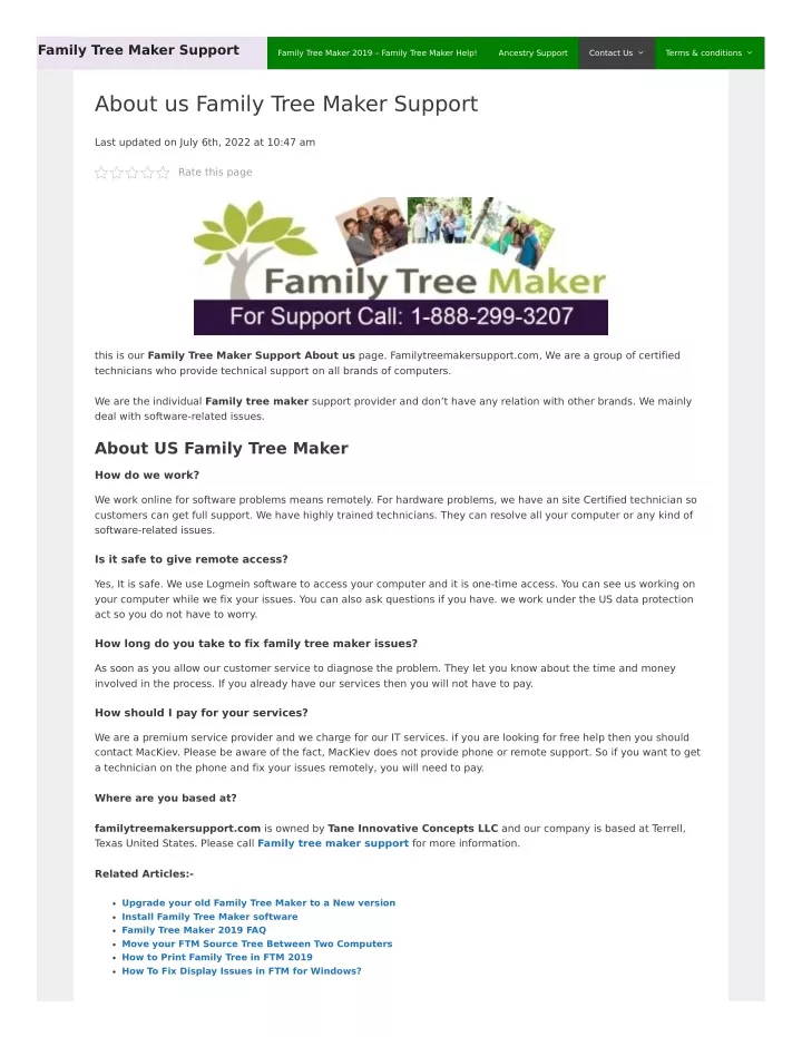 family tree maker support