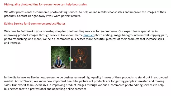 high quality photo editing for e commerce