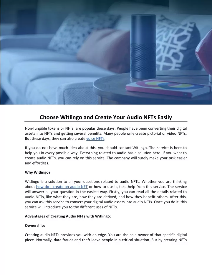 choose witlingo and create your audio nfts easily