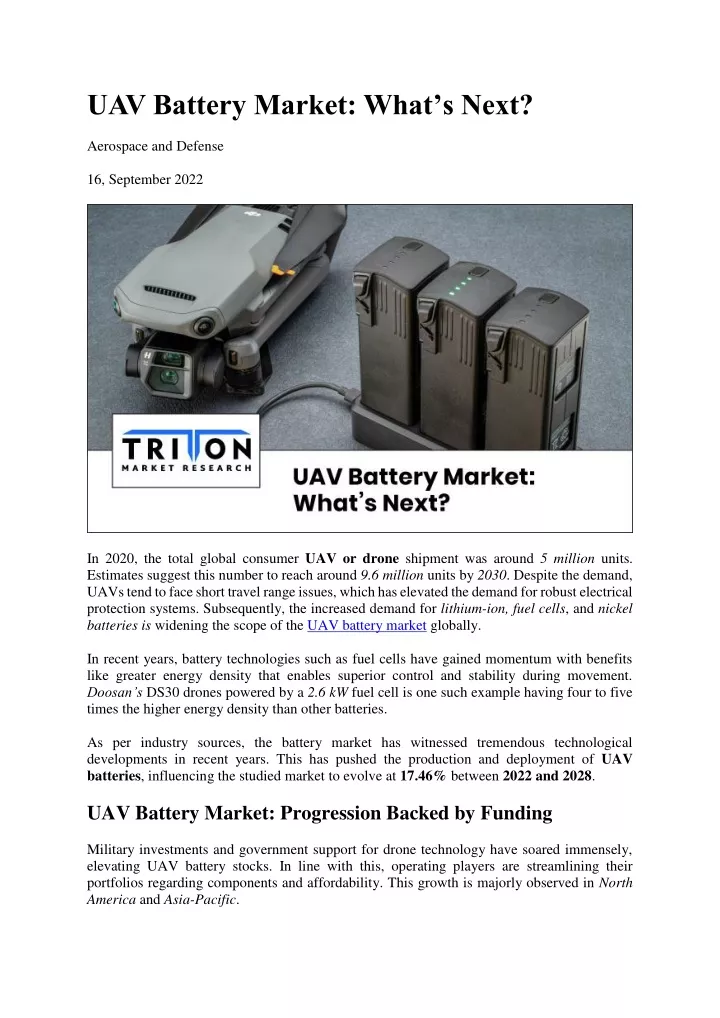 uav battery market what s next