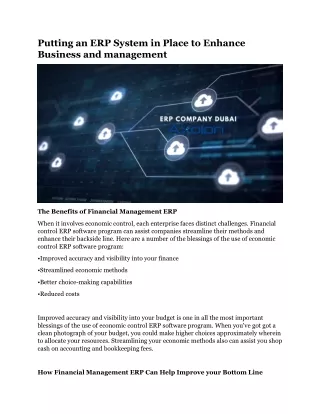 putting an erp system in place to enhance