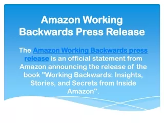 Amazon Working Backwards Press Release